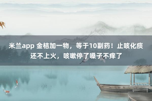 米兰app 金桔加一物,等于10副药!止咳化痰还不上火,咳嗽停了嗓子不痒了